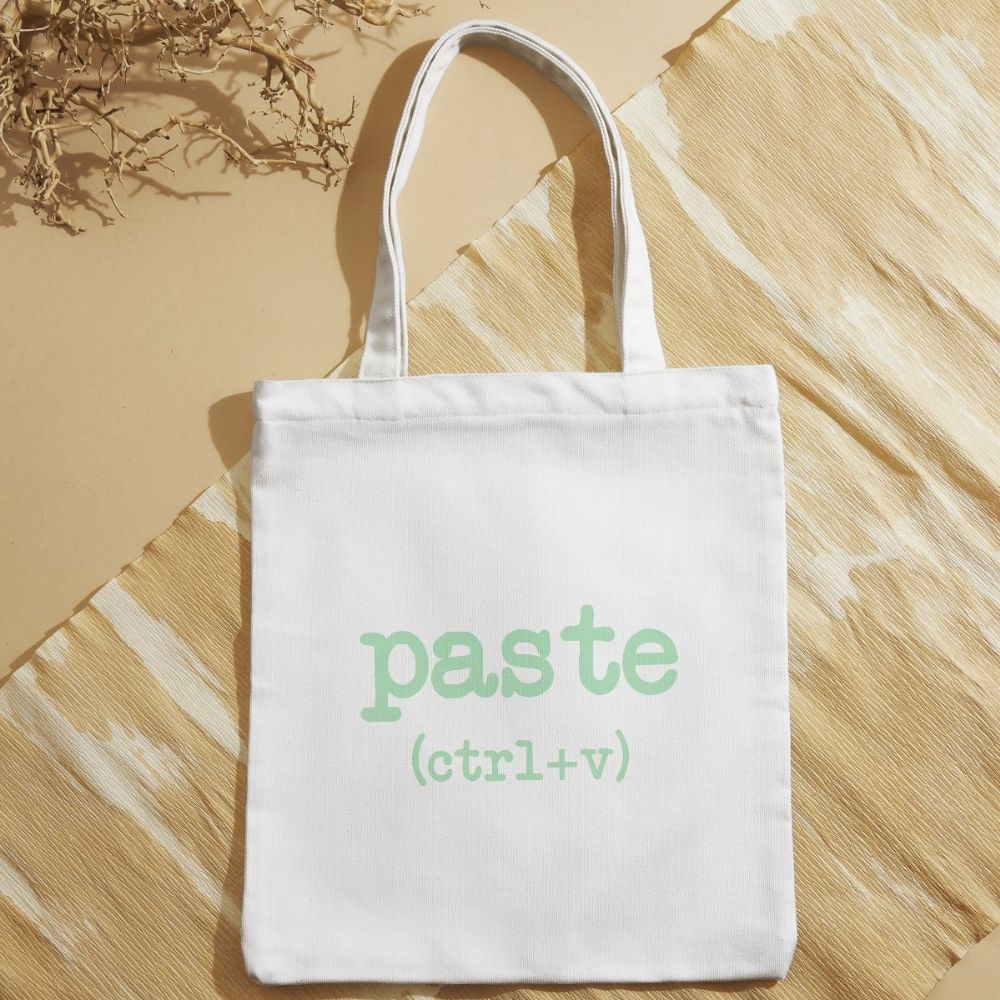 "PASTE CTRL C + V" Tote Bag | Gritty Streetwear Canvas Bag | Statement Tote-4